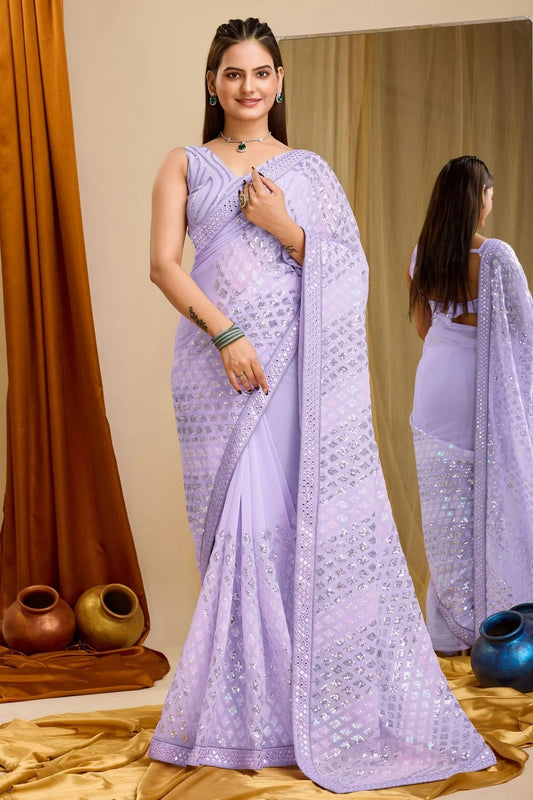 Lavender Colour Georgette Saree SD1110222