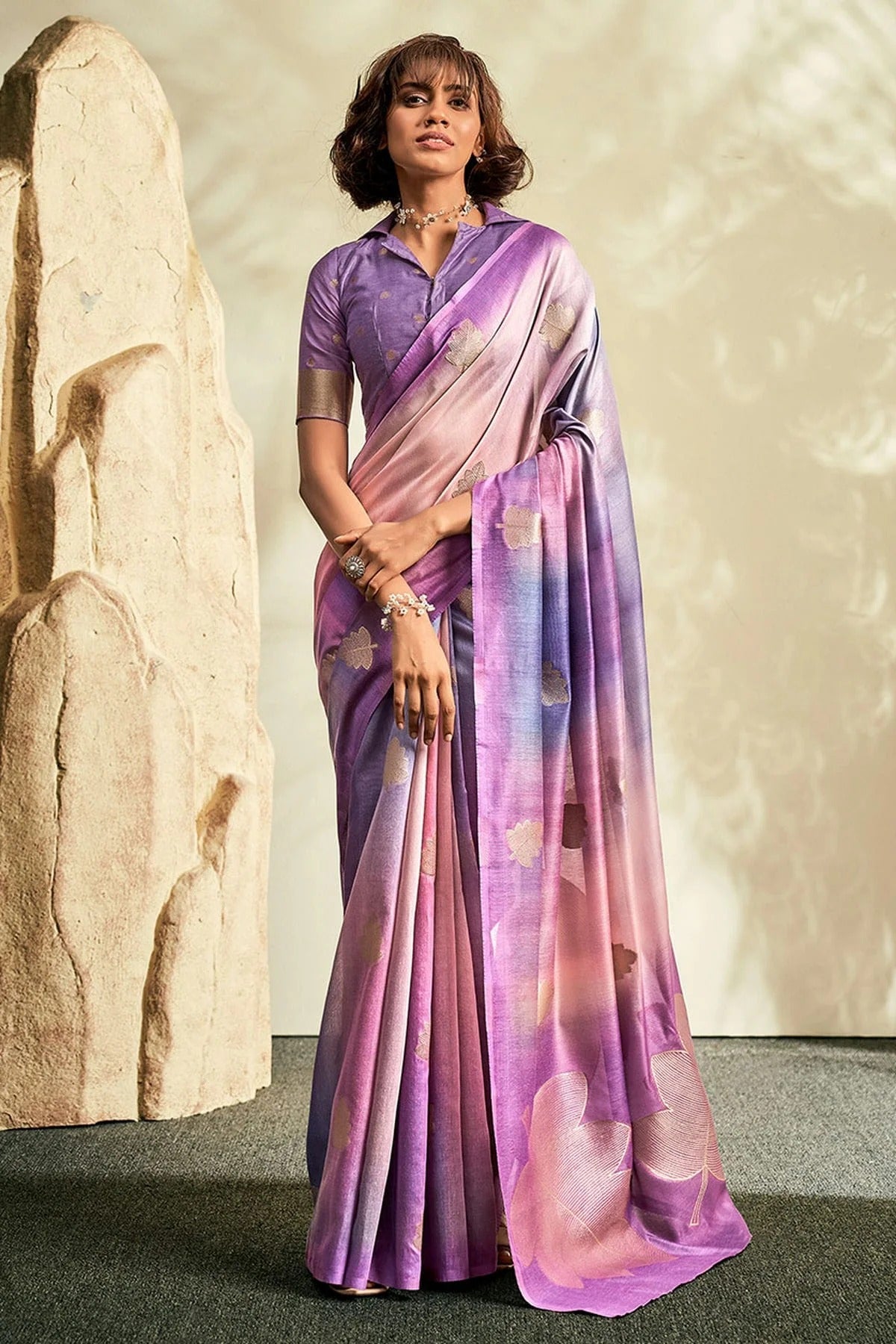 Lavender Colour Handloom Khadi Saree SD1110038