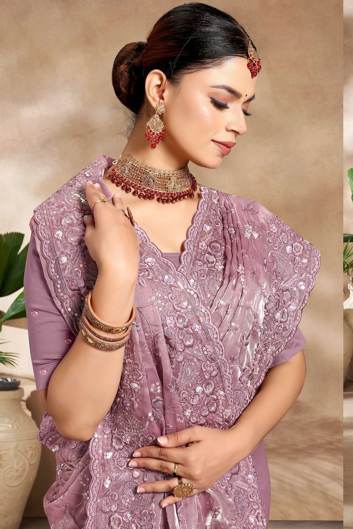 Lavender Colour Jimmy Choo Silk Designer Saree SD1091170 A