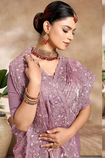 Lavender Colour Jimmy Choo Silk Designer Saree SD1091170 A
