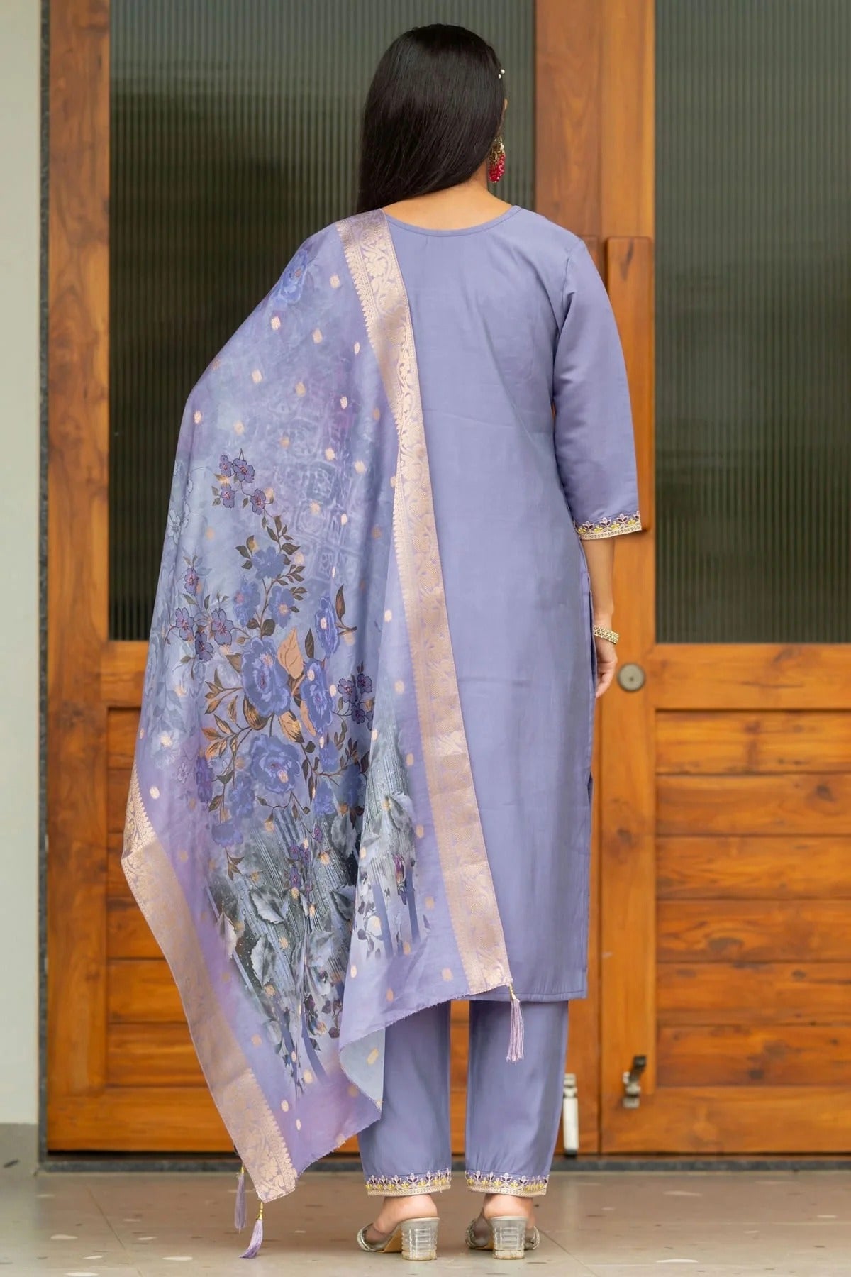 Lavender Colour Modal Silk Stitched Suit SS1112277 A
