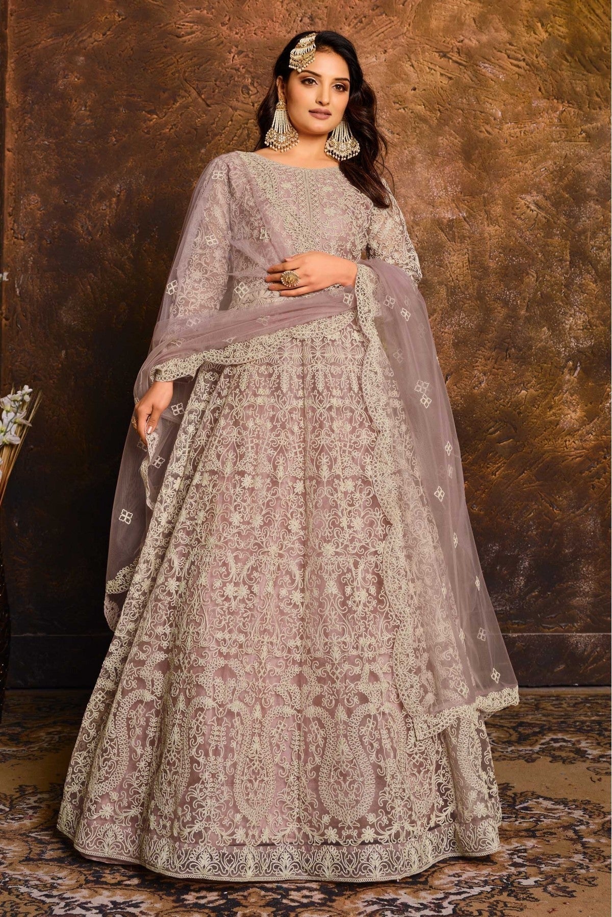 Lavender Colour Net Anarkali Suit SM1050041