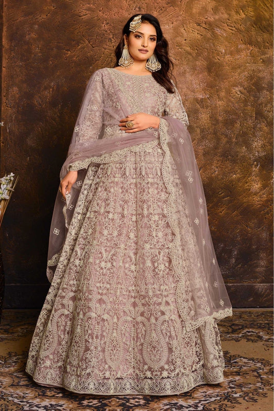 Lavender Colour Net Anarkali Suit SM1050041