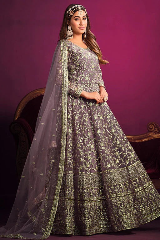 Lavender Colour Net Anarkali Suit SM1050355 A