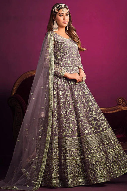 Lavender Colour Net Anarkali Suit SM1050355 A