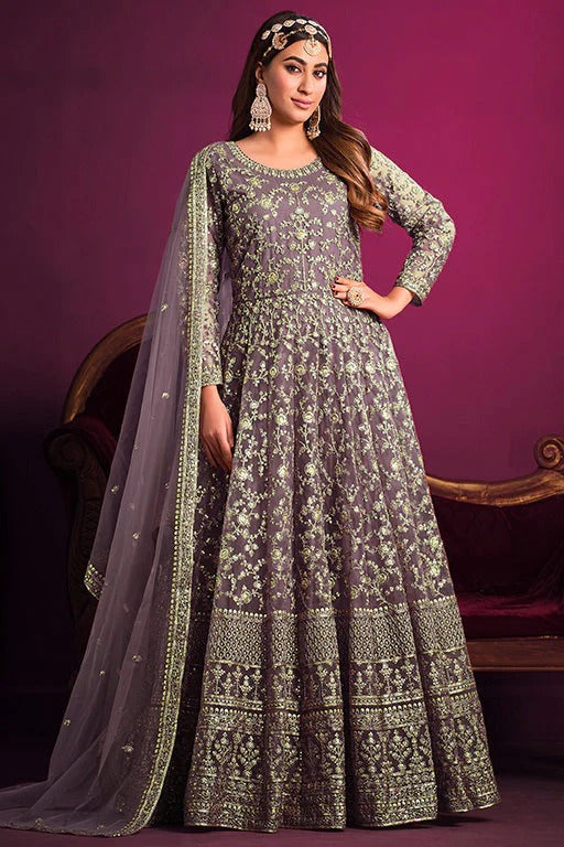 Lavender Colour Net Anarkali Suit SM1050355