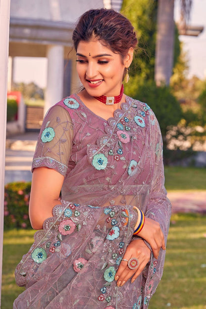 Lavender Colour Net Designer Saree LC1121358 A