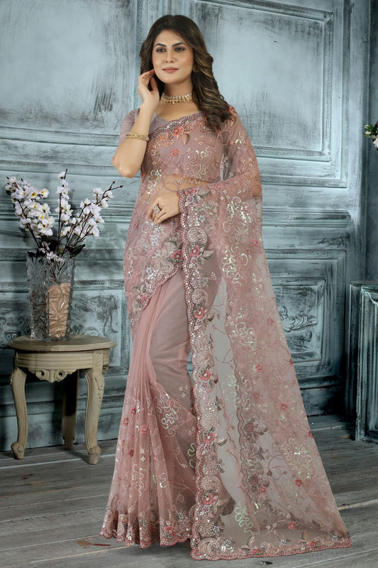 Lavender Colour Net Designer Saree LC1121410