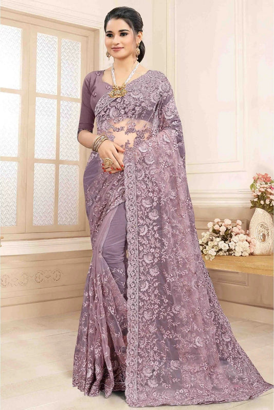 Lavender Colour Net Designer Saree SD1120149