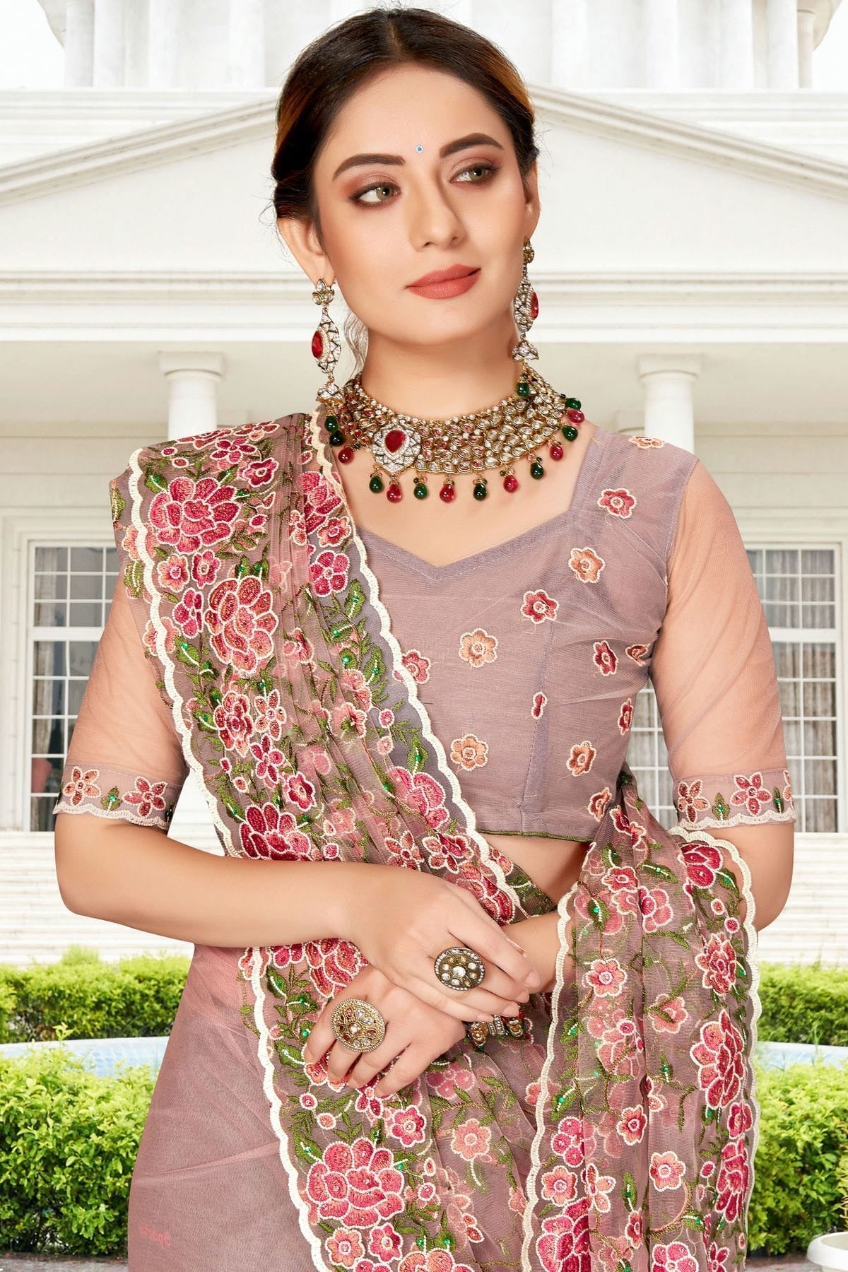 Lavender Colour Net Saree SD1090760 A