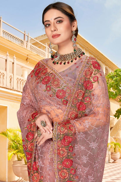 Lavender Colour Net Saree SD1090766 A
