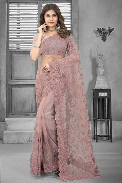 Lavender Colour Net Saree SD1090840