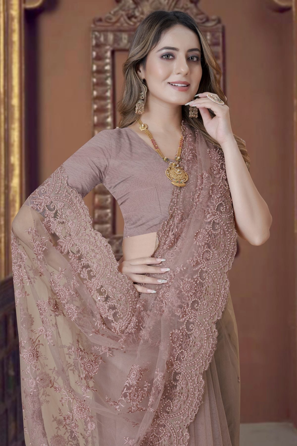 Lavender Colour Net Saree SD1090910 A