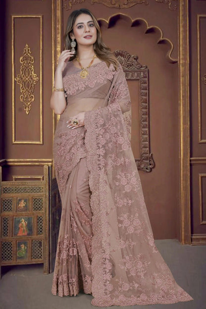 Lavender Colour Net Saree SD1090910