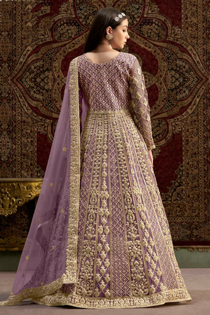 Lavender Colour Net Semi Stitched Anarkali Suit SM1050659 A