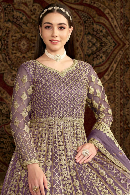 Lavender Colour Net Semi Stitched Anarkali Suit SM1050659 B