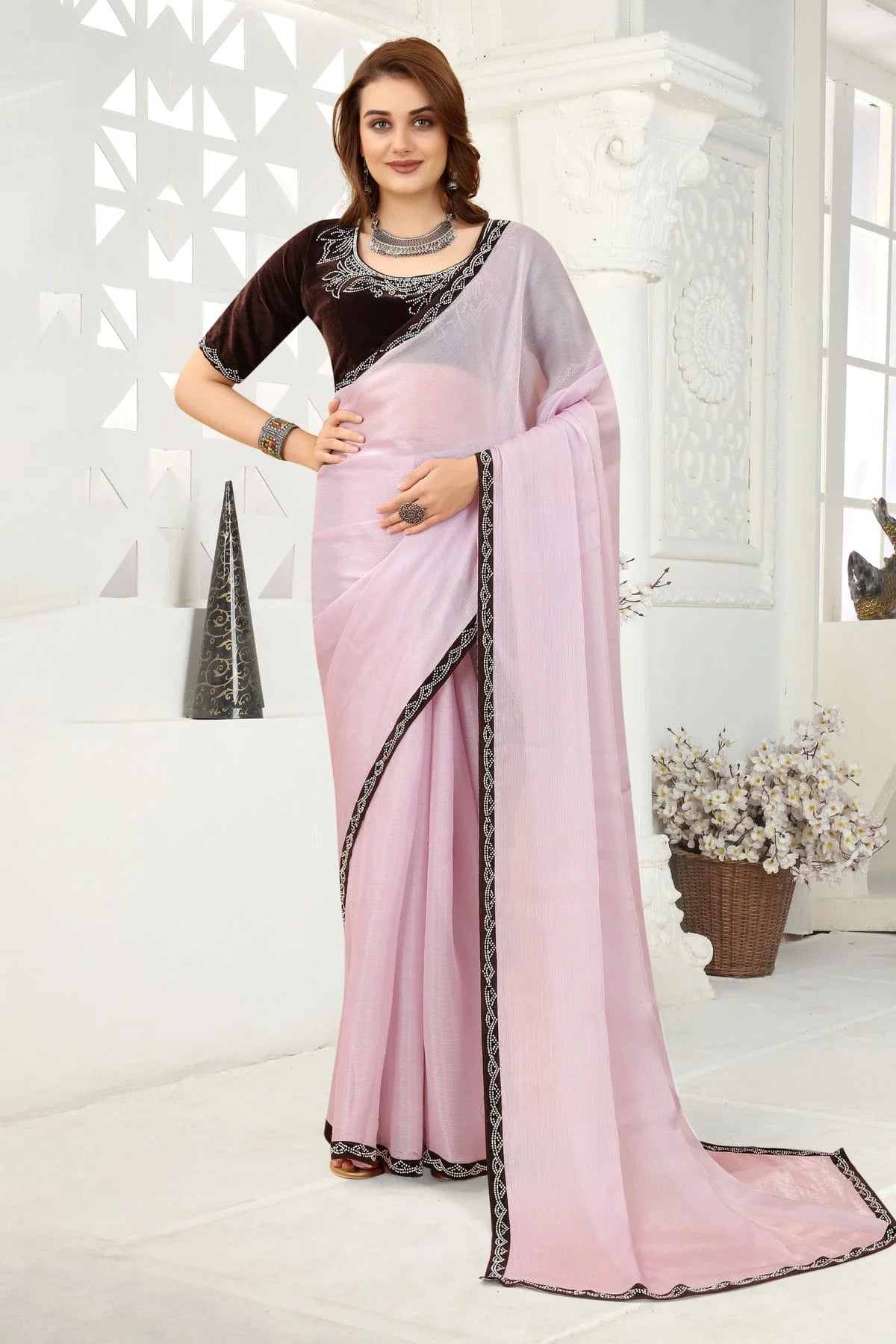 Lavender Colour Organza Designer Saree LC1121353