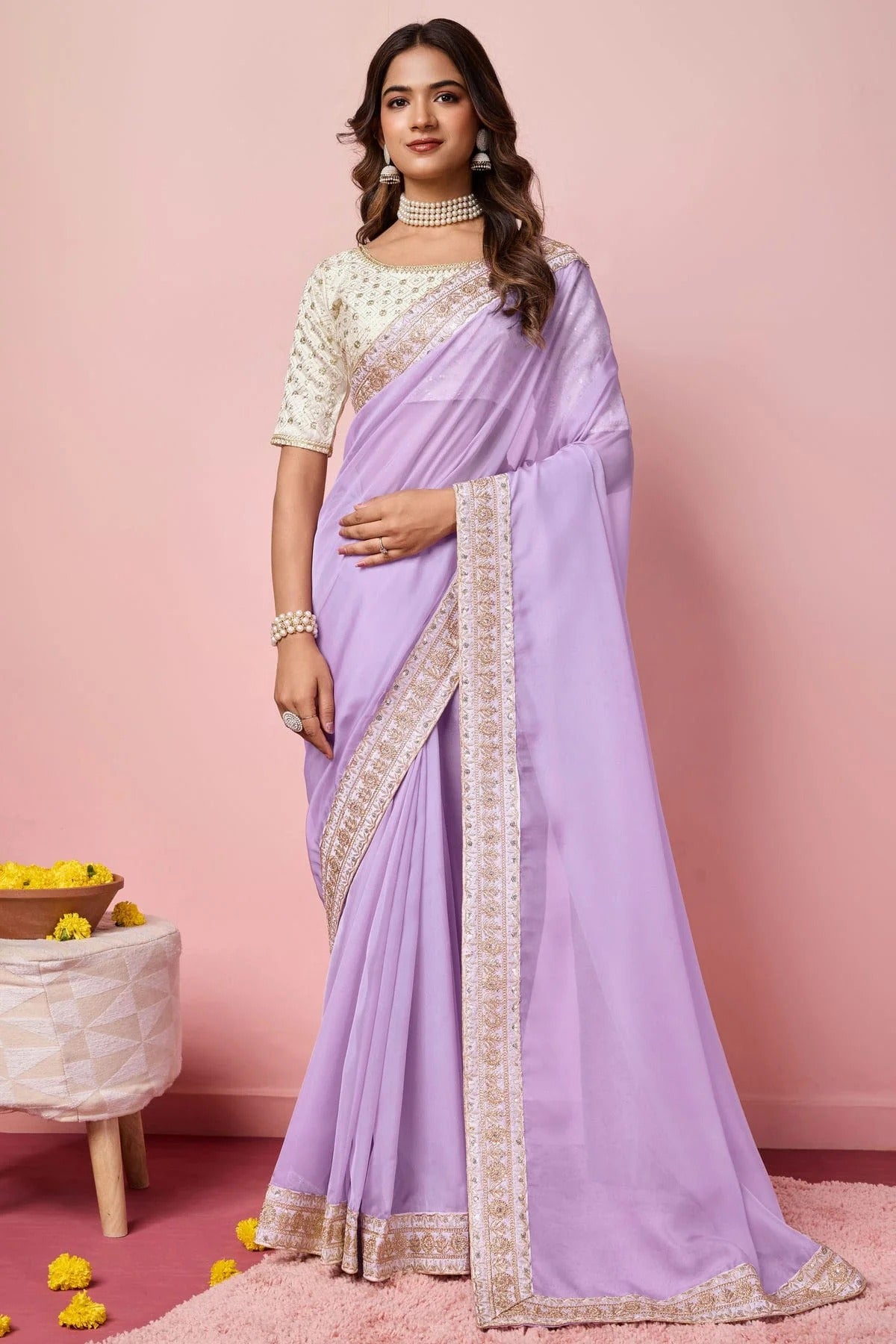 Lavender Colour Organza Designer Saree SD1110947
