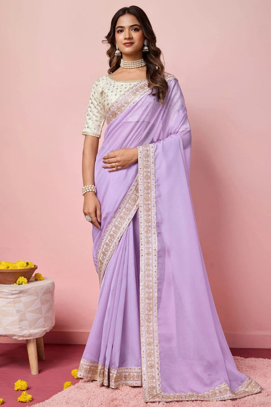 Lavender Colour Organza Designer Saree SD1110947