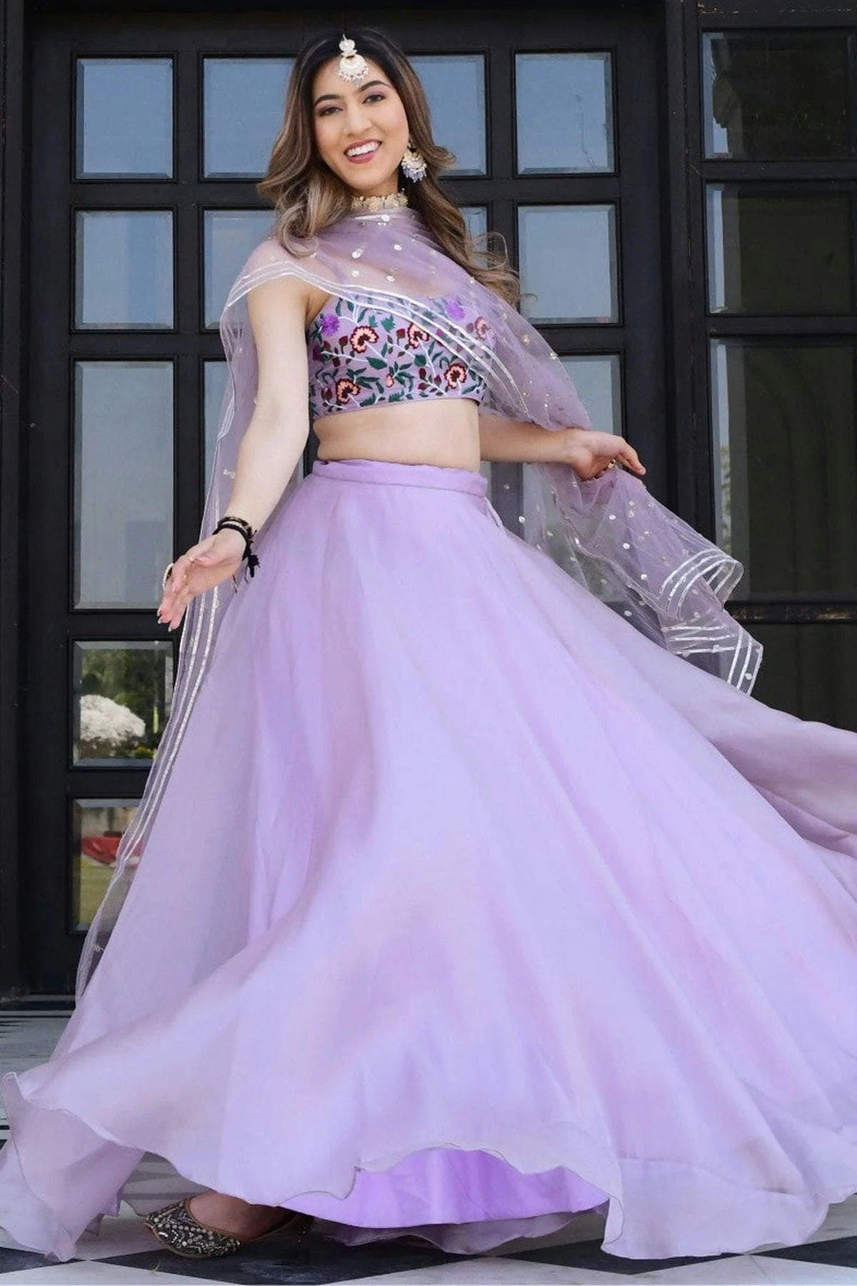 Lavender Colour Organza Net Lehenga Choli LC1010299 1