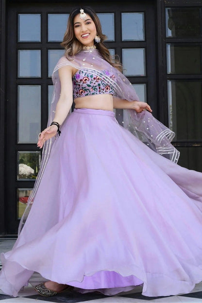 Lavender Colour Organza Net Lehenga Choli LC1010299 1