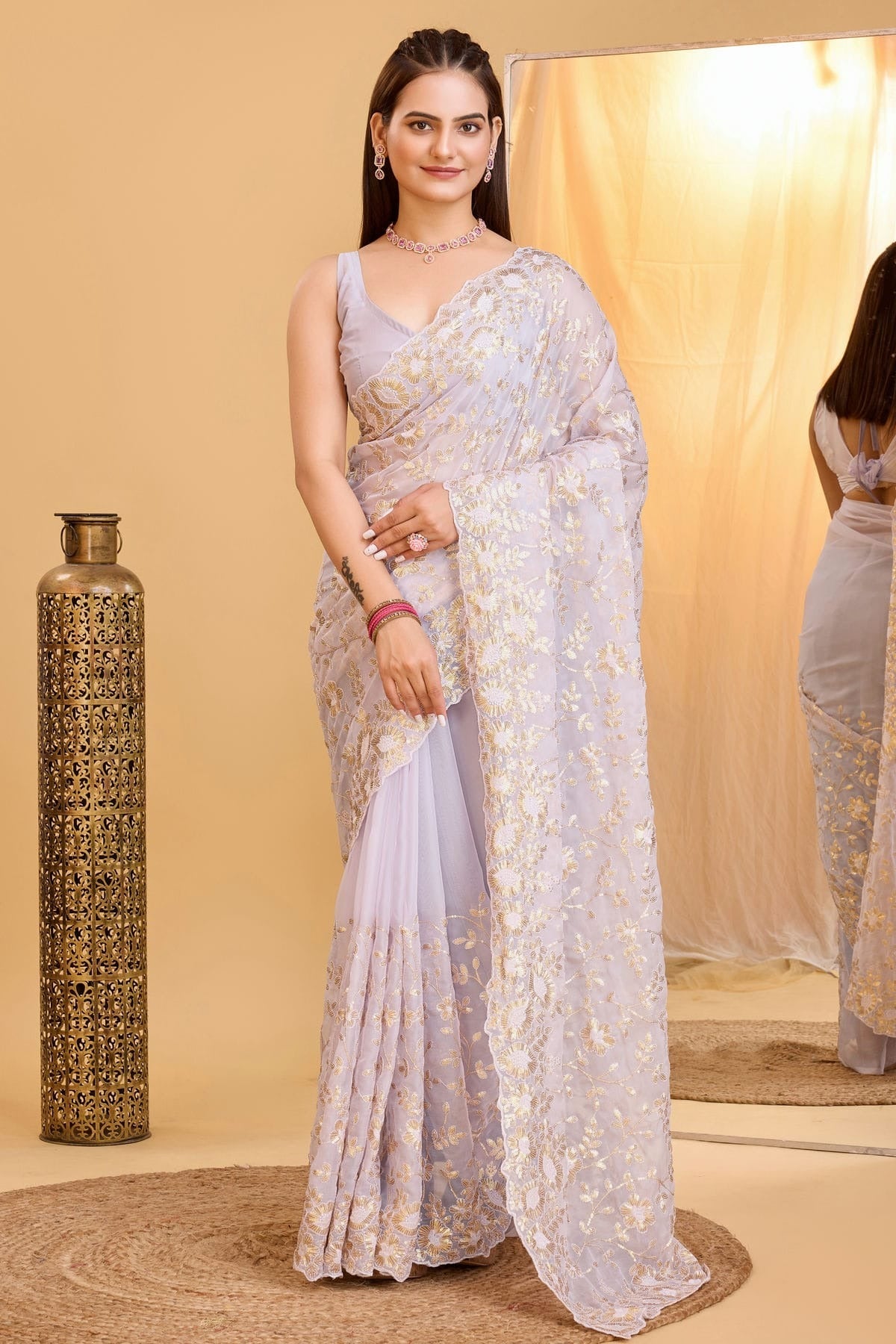 Lavender Colour Organza Saree SD1110012
