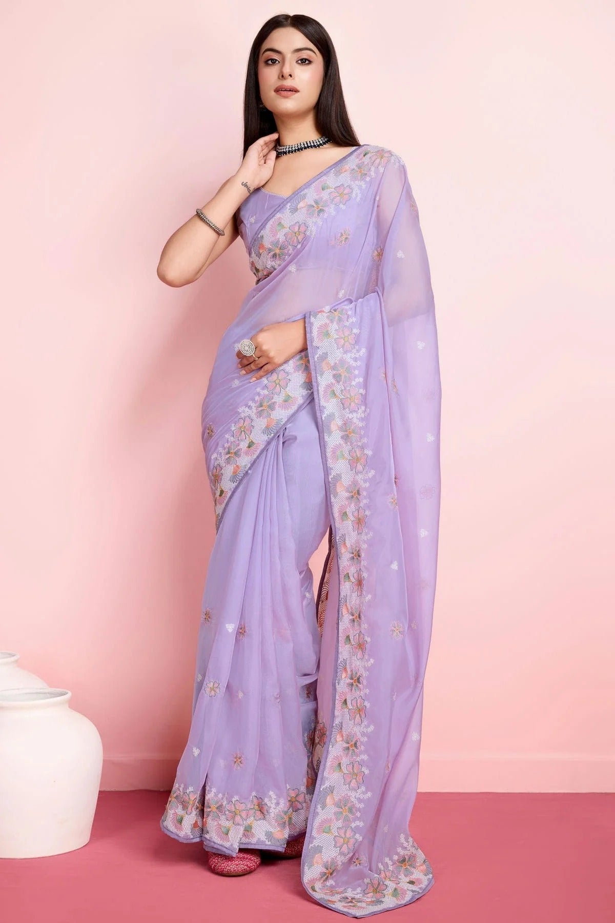 Lavender Colour Organza Saree SD1110464
