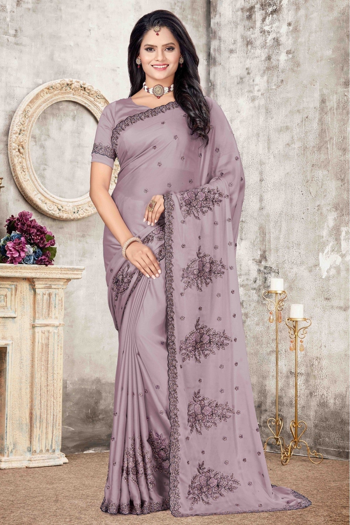 Lavender Colour Rangoli Silk Designer Saree SD1120687