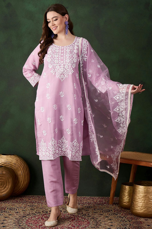 Lavender Colour Roman Silk Stitched Salwar Suit SS1111482