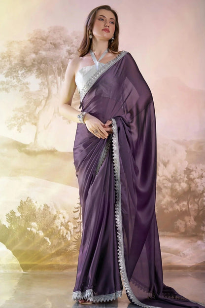 Lavender Colour Satin Rangoli Saree SD1112730