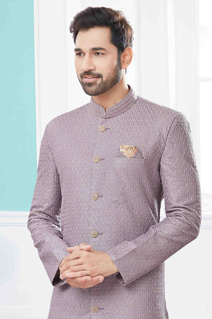 Lavender Colour Sherwani In Jacquard Fabric SH1040418 A