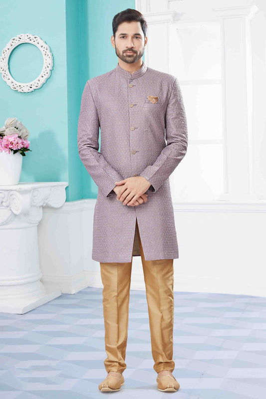 Lavender Colour Sherwani In Jacquard Fabric SH1040418
