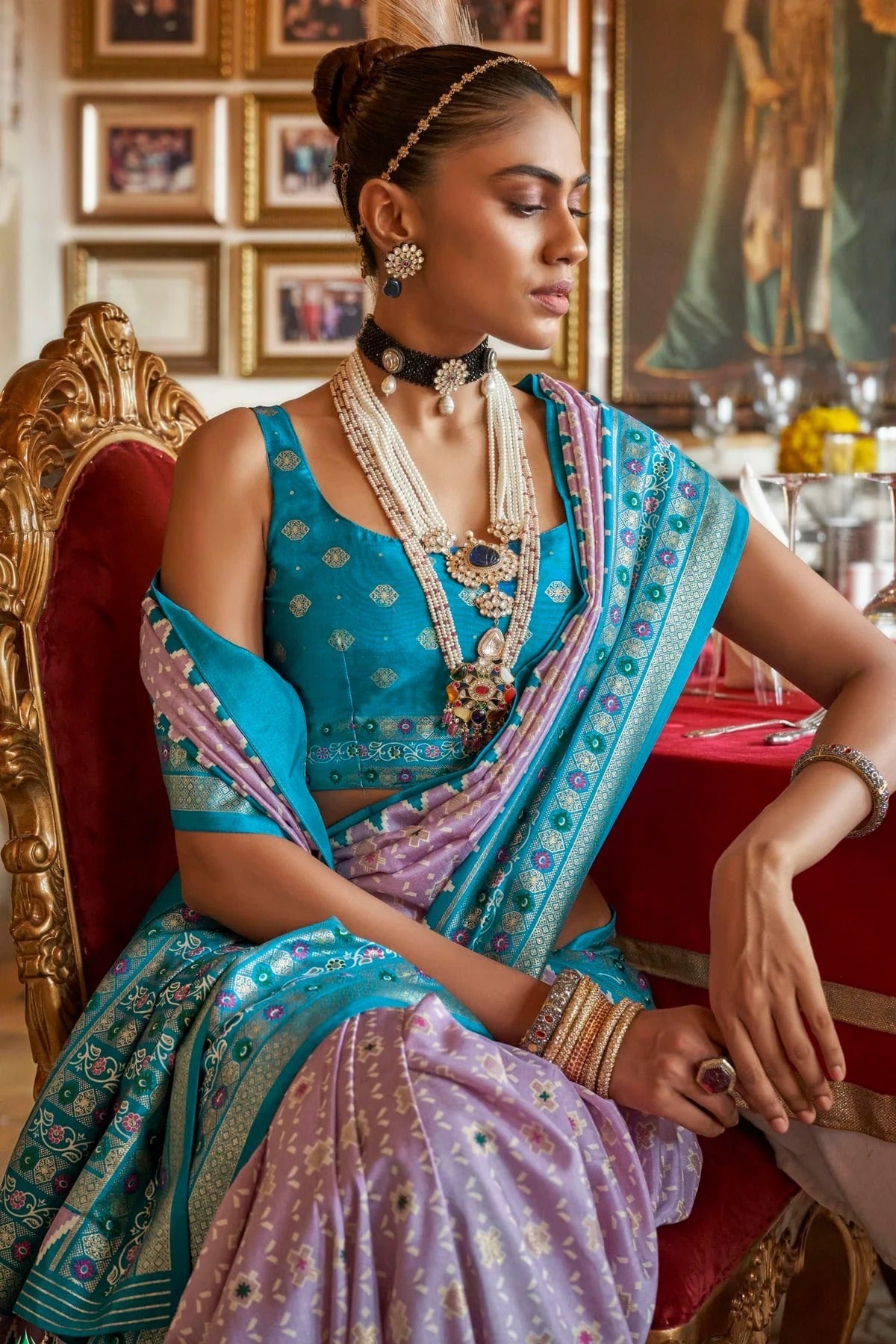 Lavender Colour Sigma Silk Patola Print Saree SD1290058 A