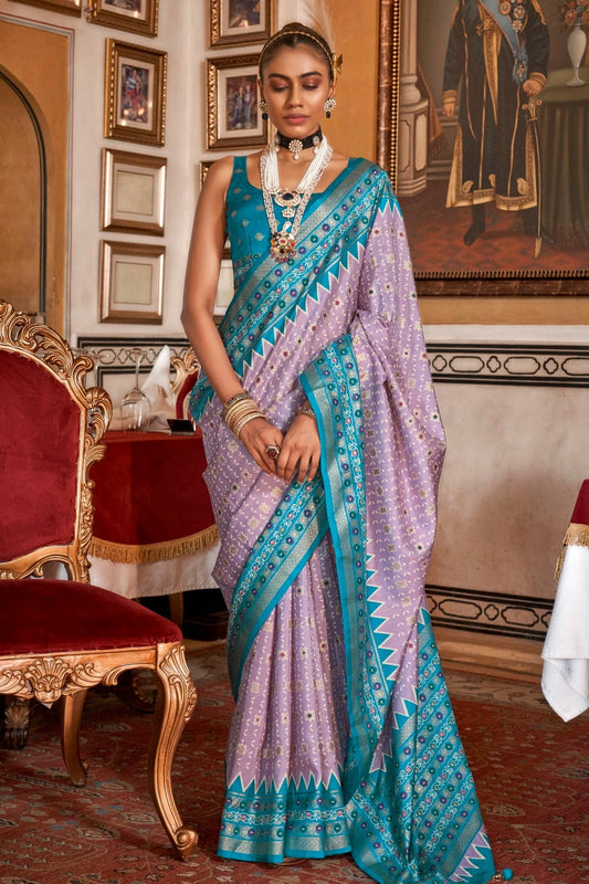 Lavender Colour Sigma Silk Patola Print Saree SD1290058
