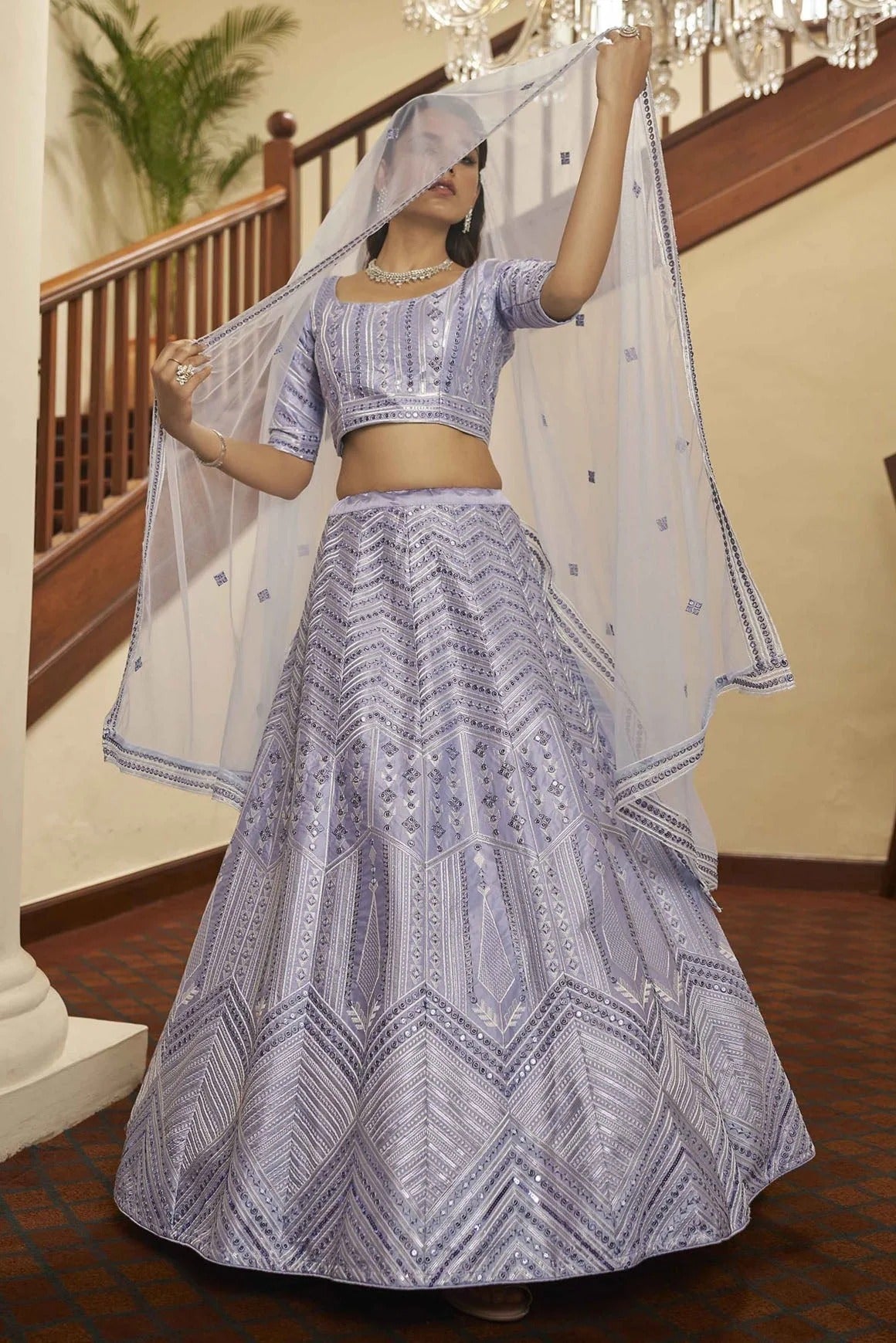 Lavender Colour Silk Embroidery Lehenga Choli LC1150092 A