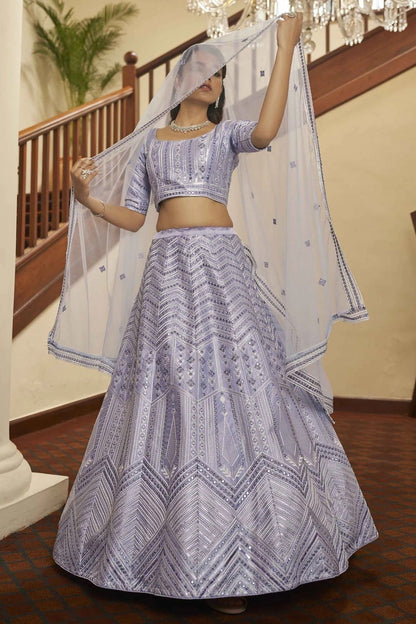 Lavender Colour Silk Embroidery Lehenga Choli LC1150092 A
