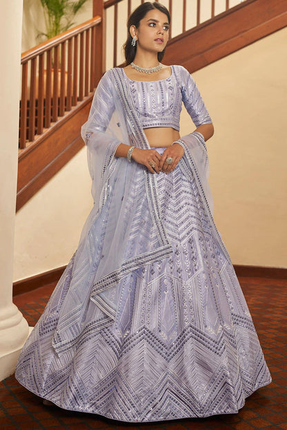 Lavender Colour Silk Embroidery Lehenga Choli LC1150092
