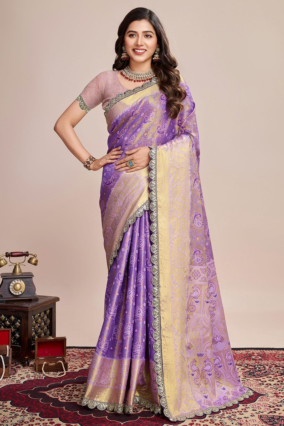Lavender Colour Soft Silk Saree SD1112758