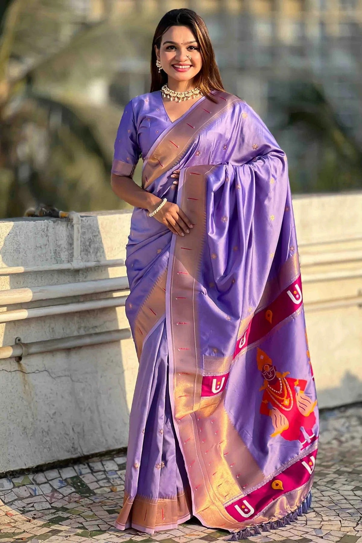 Lavender Colour Soft Silk Traditional Saree SD1113014