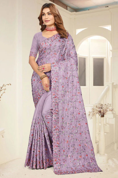 Lavender Colour Tusser Silk Designer Saree SD1091215