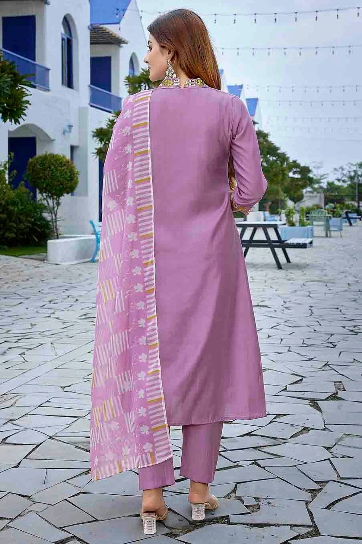 Lavender Colour Viscose Stitched Suit SS1112972 A