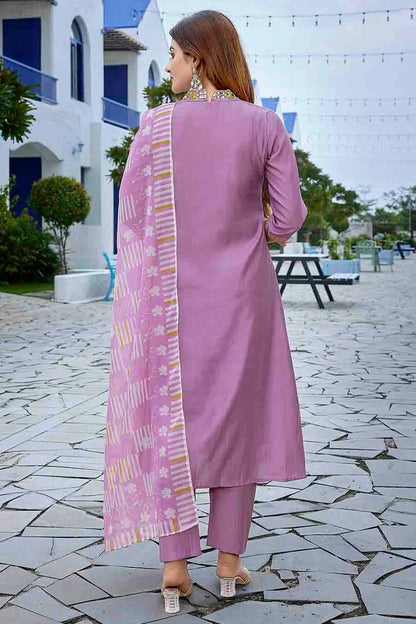 Lavender Colour Viscose Stitched Suit SS1112972 A