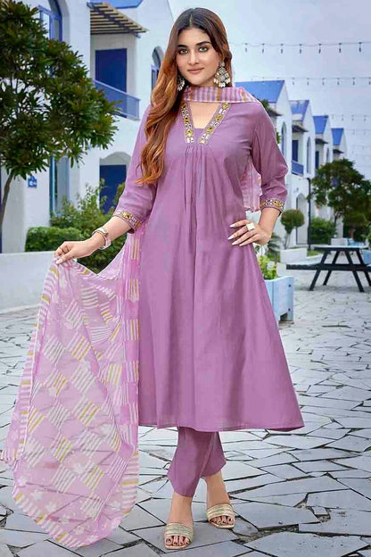 Lavender Colour Viscose Stitched Suit SS1112972