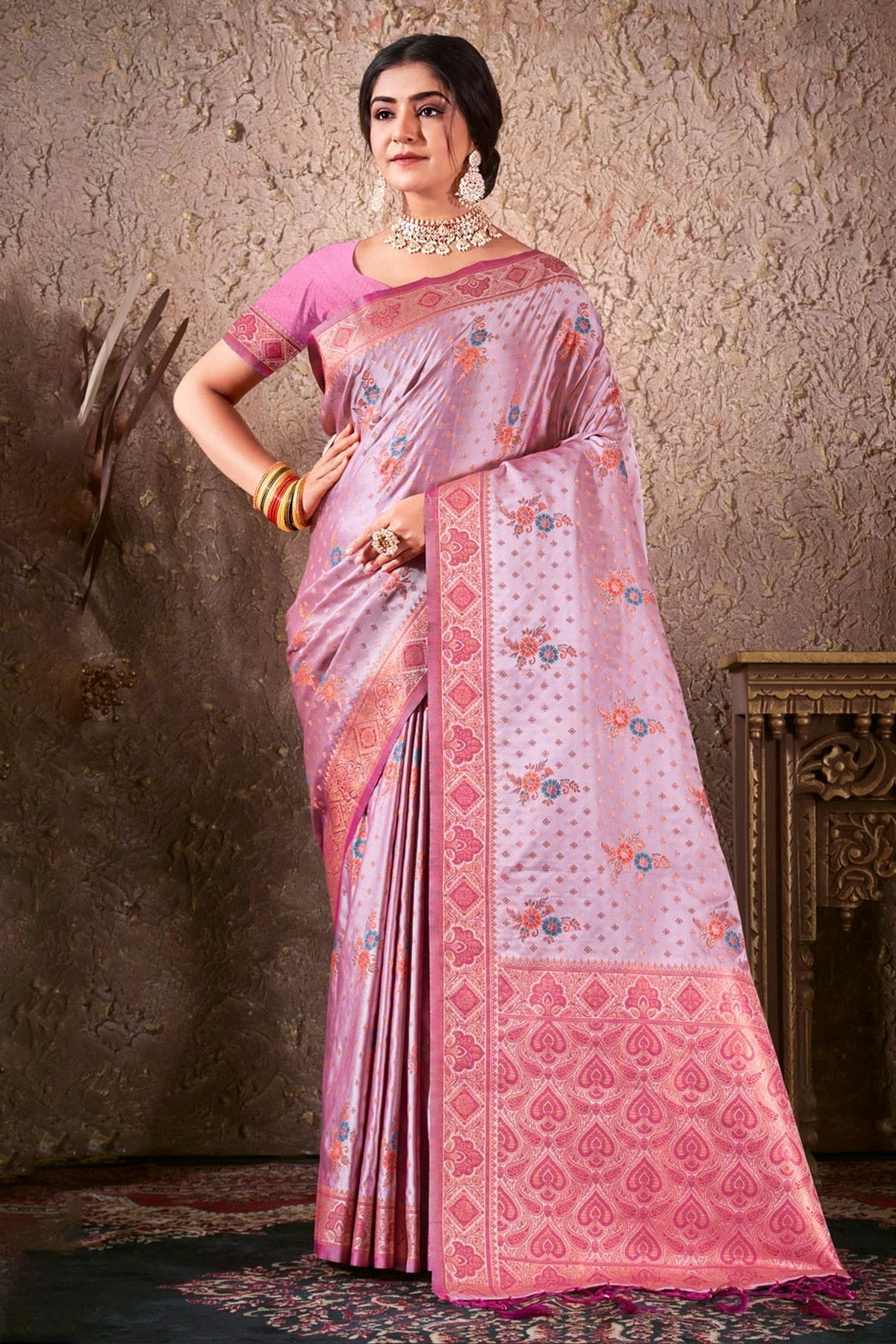 Lavender Colour Woven Work Silk Saree SD1101722