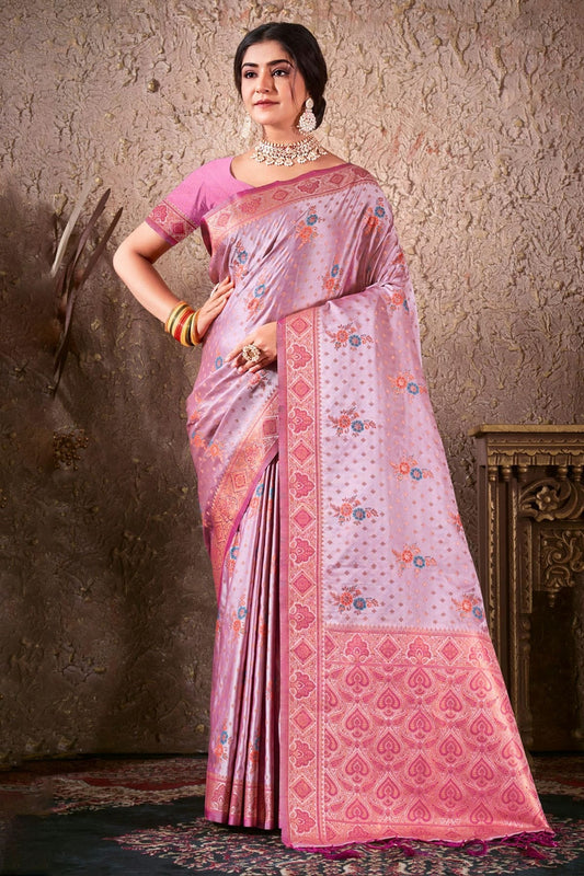Lavender Colour Woven Work Silk Saree SD1101722