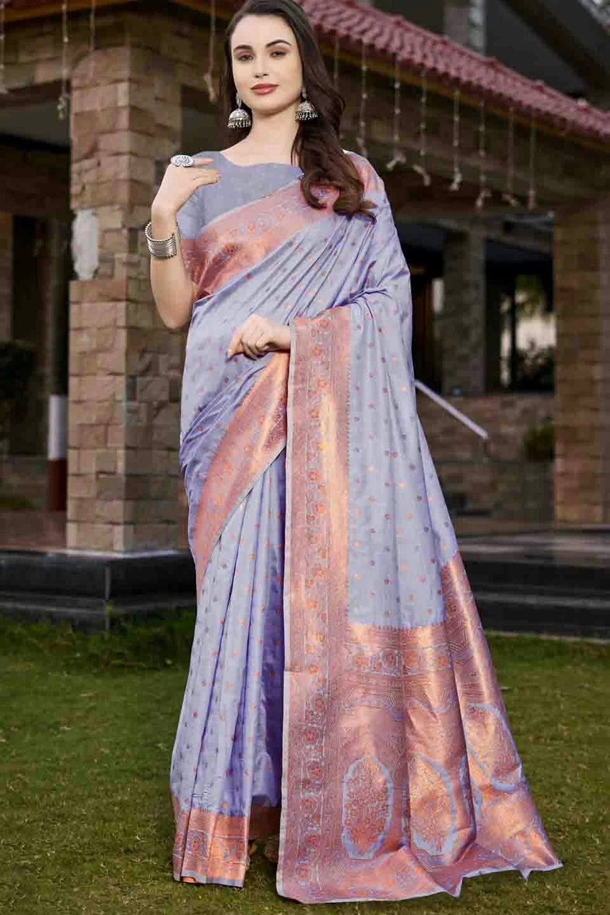 Lavender Colour Woven Work Silk Traditional Saree SD1103395