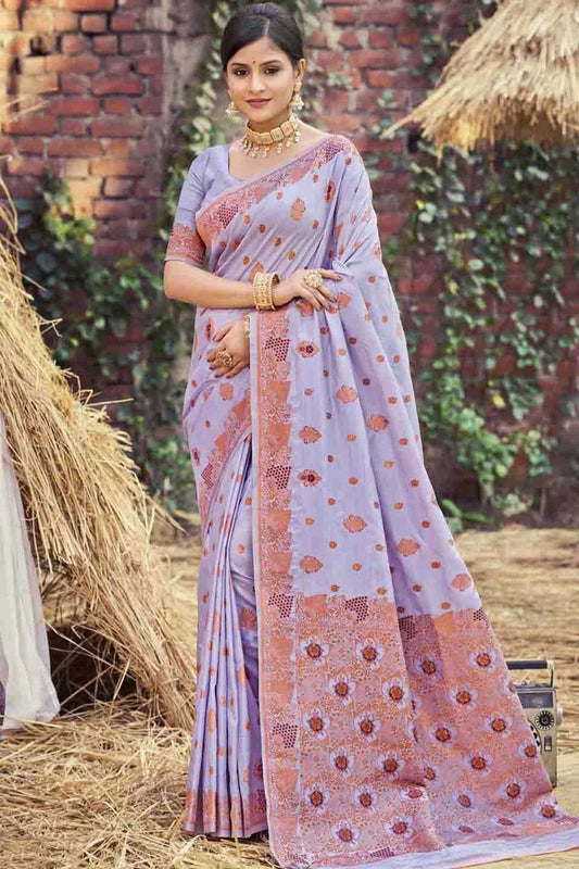 Lavender Colour Woven Work Silk Traditional Saree SD1103466
