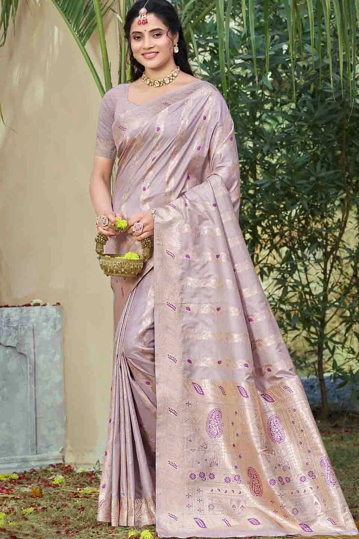 Lavender Colour Woven Work Silk Traditional Saree SD1103472