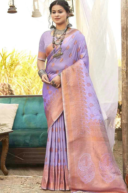 Lavender Colour Woven Work Silk Traditional Saree SD1103531
