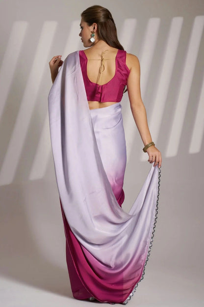 Lavender and Pink Colour Chinon Saree SD1112726 A
